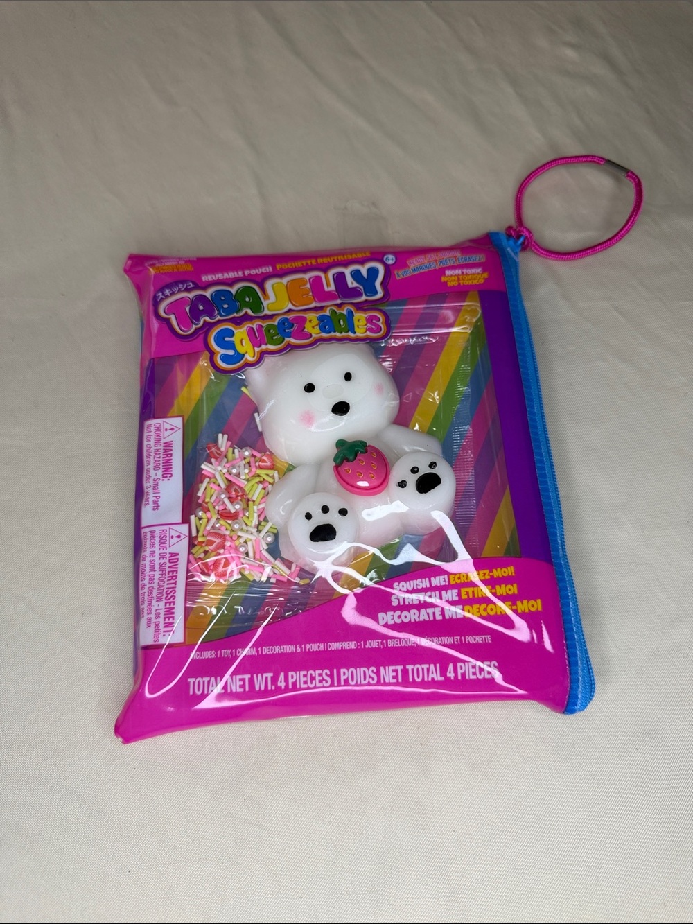 Taba jelly squeezables white and Pink Bear Squishy Toy Pack